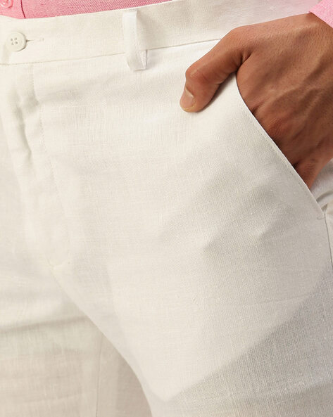 CELIO Casual Trousers  Buy CELIO Solid Off White Cotton 24 Hr Trouser  Online  Nykaa Fashion