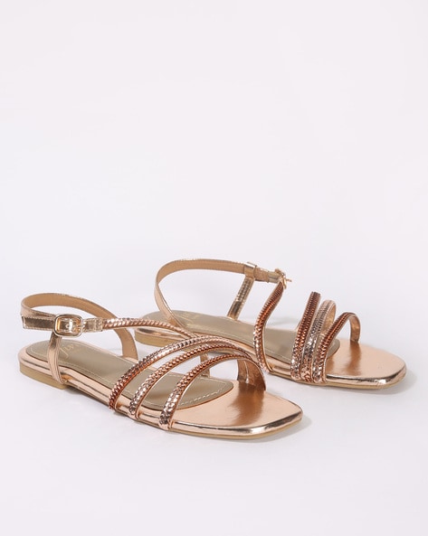 Gold strappy outlet flats