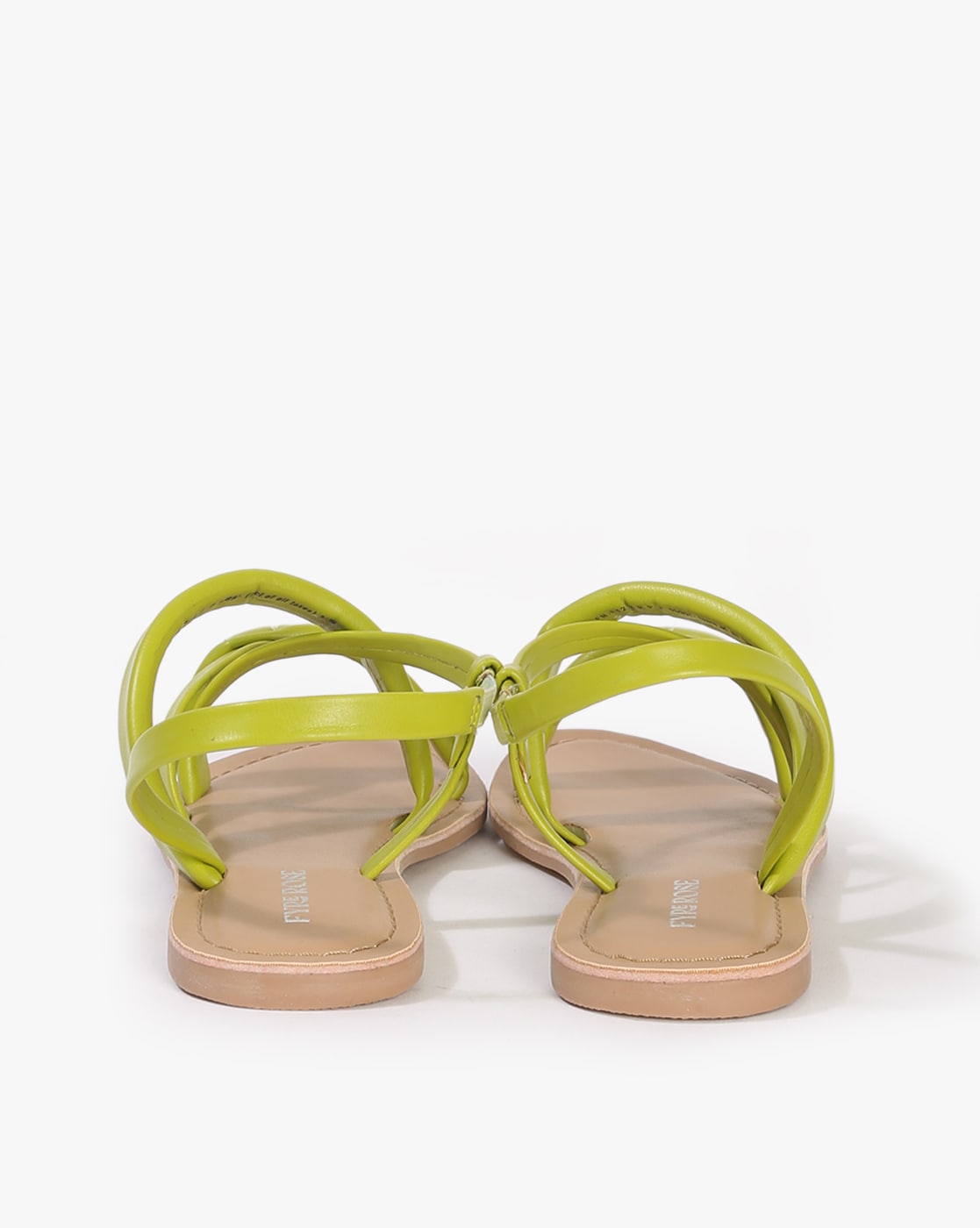 Topshop Peach premium leather padded flat sandals with ankle tie in lime |  ASOS