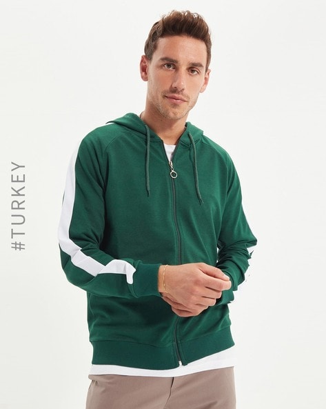 Mens green zip on sale hoodie