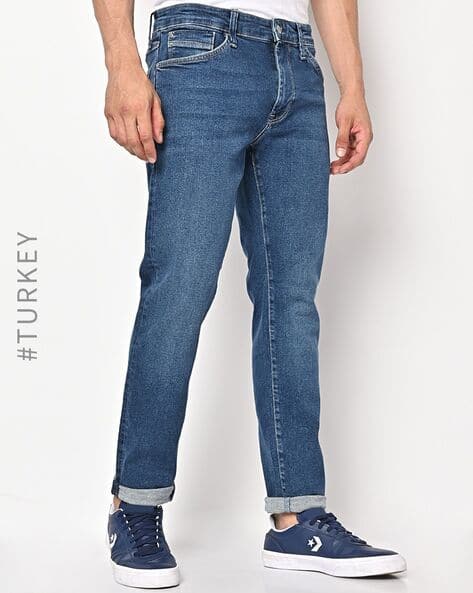 Straight Leg Lightly Washed Jeans