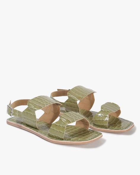 Fyre Rose Croc-Embossed Slingback Sandals with Buckle Closure