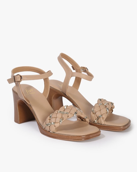 Braided block 2025 heel sandals