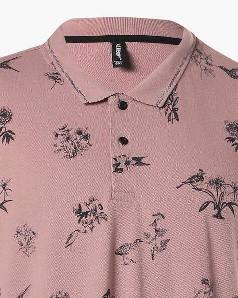 Men's slim fit shirt with pink flamingo print