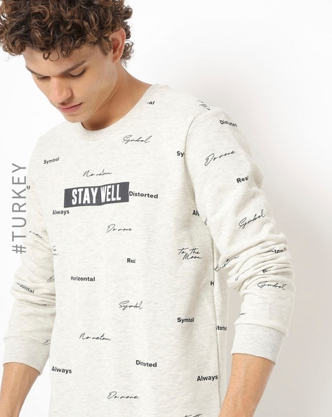 Typographic Print Round-Neck Sweatshirt