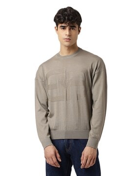 Buy EMPORIO ARMANI Wool Regular Fit Sweater | Grey Color Men | AJIO LUXE