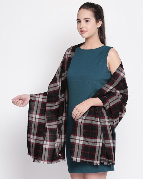 Checked Shawl with Tassels Price in India