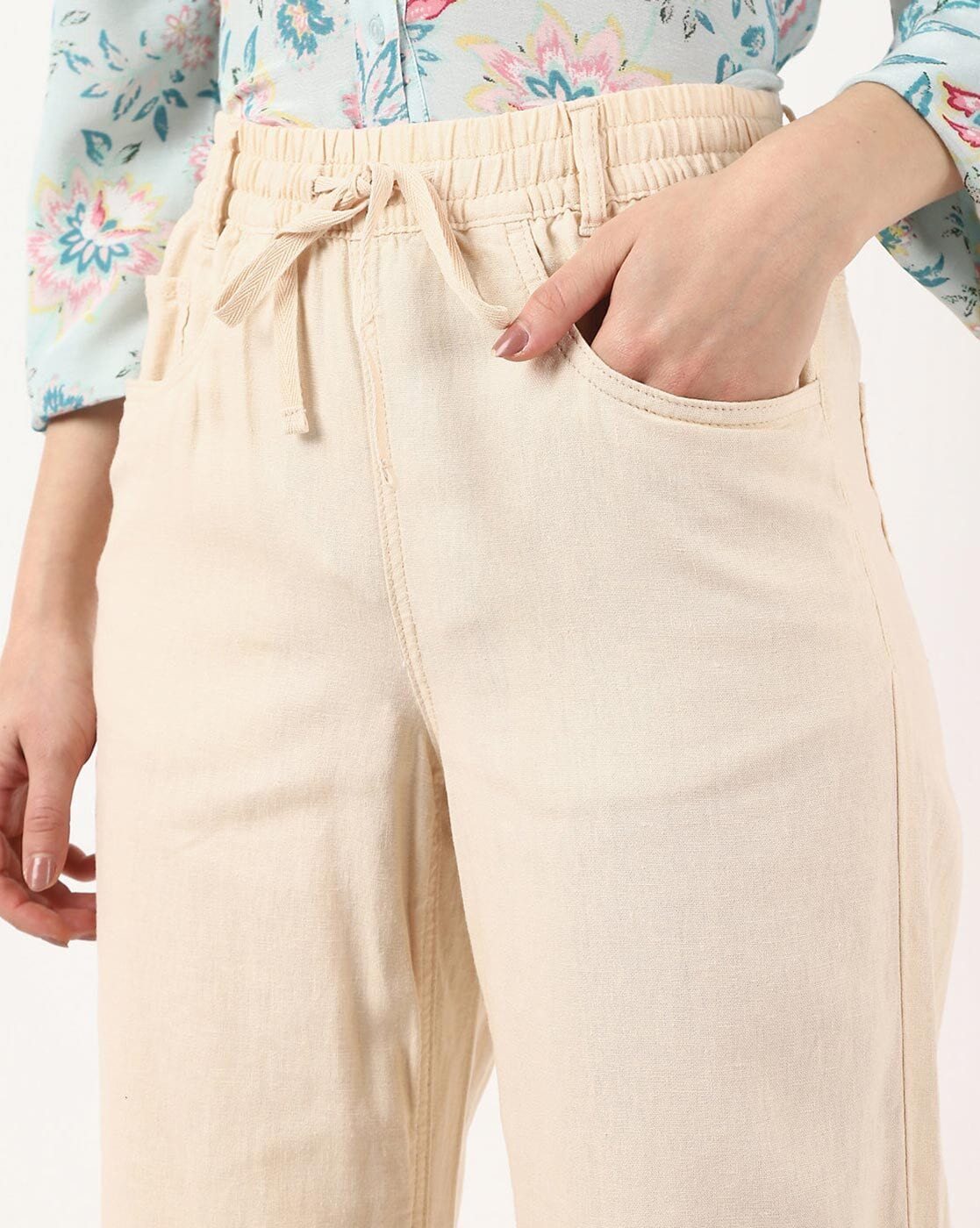 Wide trousers  Light beige  Ladies  HM IN