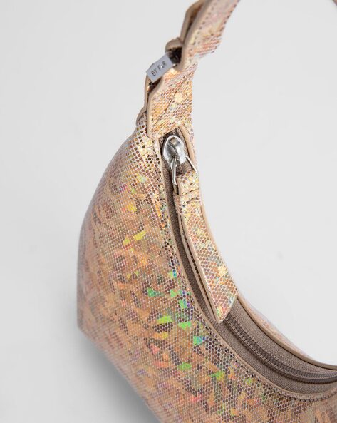 Baby Amber Hologram Leather Mini Hobo Bag