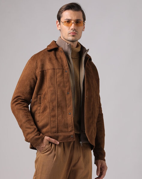 Mens tan trucker on sale jacket