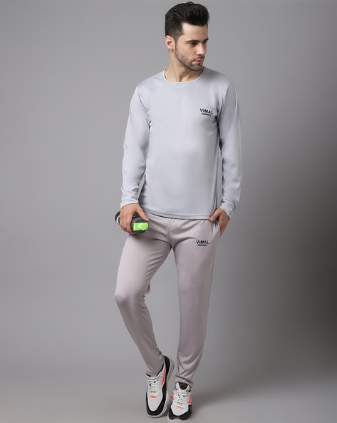 Grey muscle fit discount tracksuit