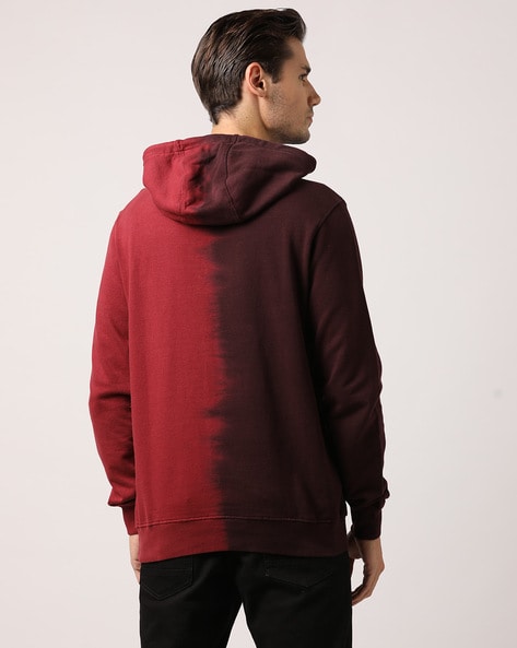 Ombre Dyed Hoodie with Ribbed Hem