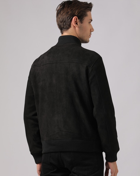 Regular fit suede jacket with ribbed cuffs - BOSS - Etienne