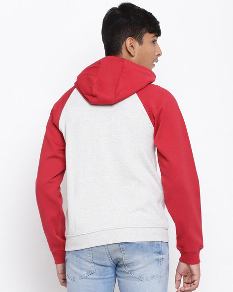 Red on sale white hoodie