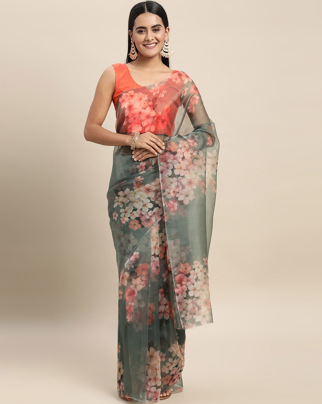 Buy Pink Sarees for Women by Ri-wah Online | Ajio.com