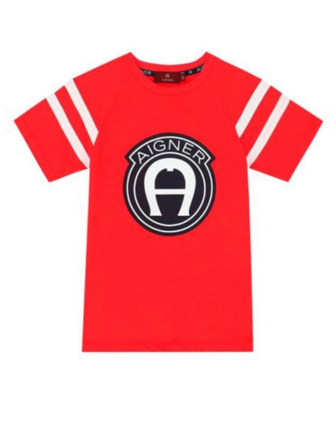 Logo Print Cotton Crew Neck T Shirt