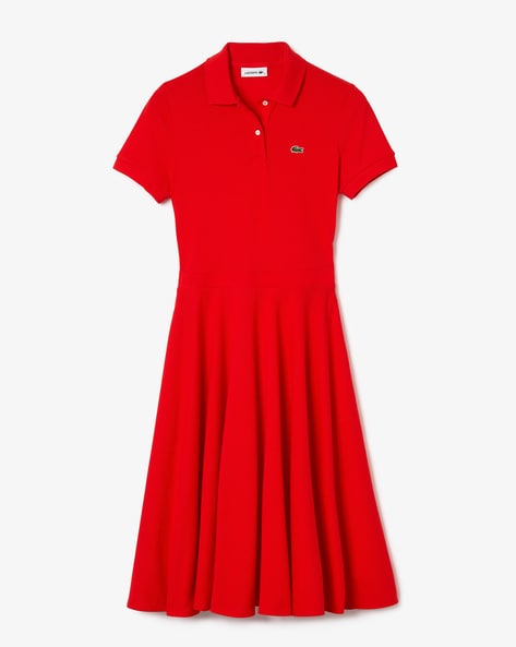 Red Fit & Flare Polo Dress