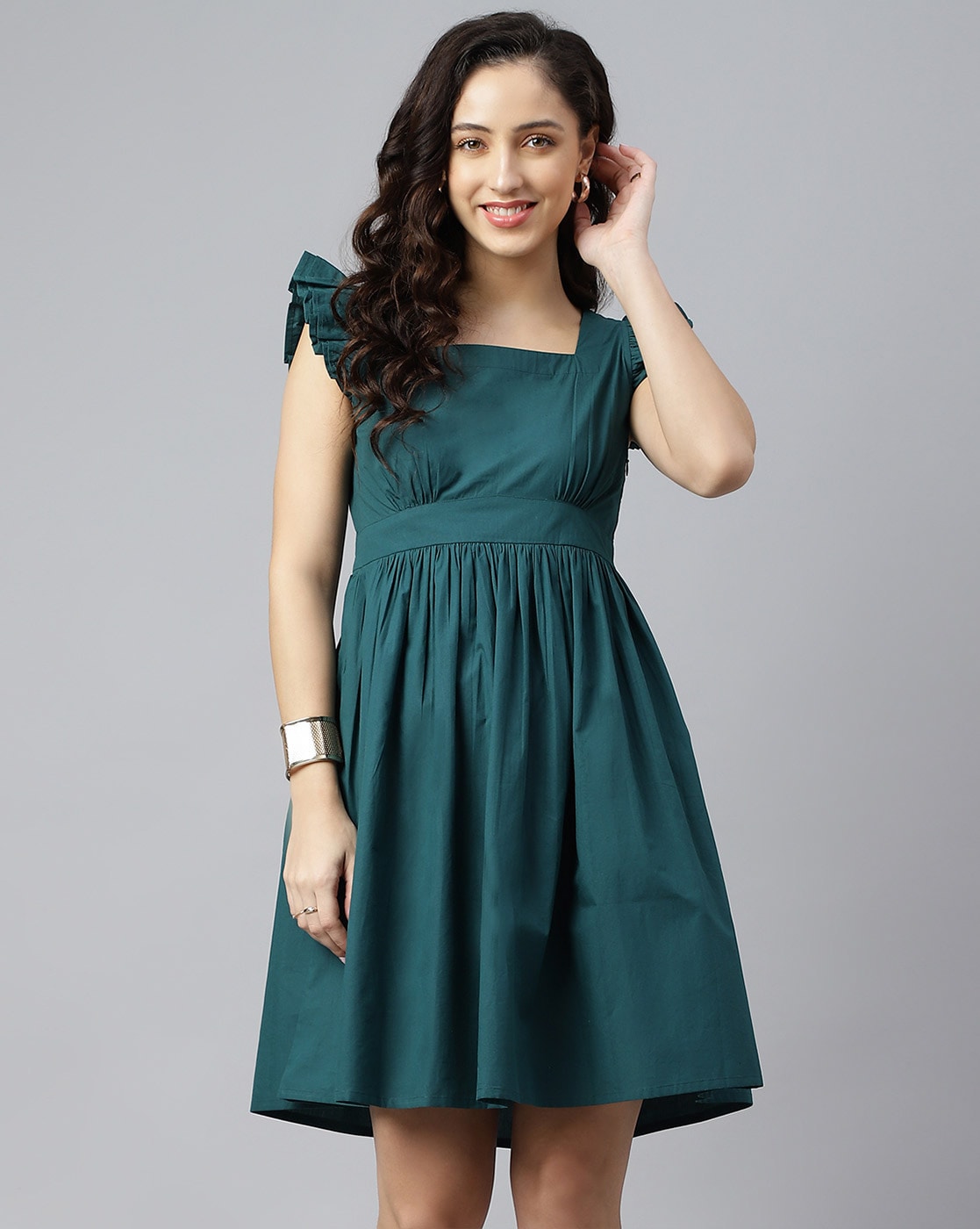 Buy Bottle Green Dresses for Women by Isam Online | Ajio.com