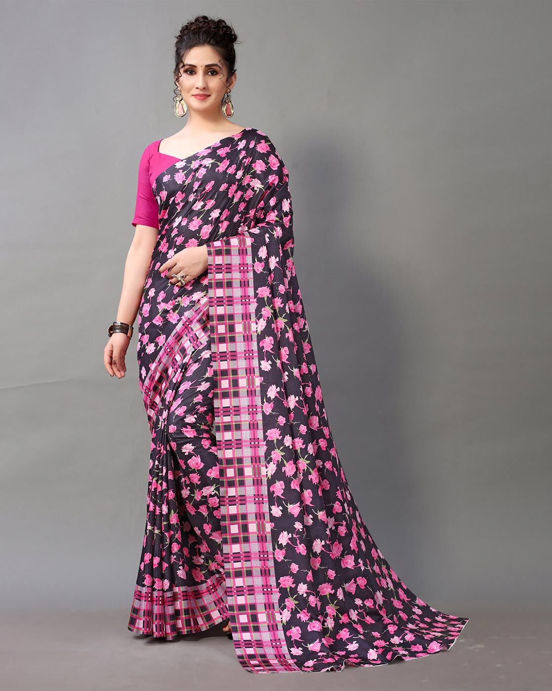 Buy Pink Sarees for Women by AAGAMAN Online | Ajio.com