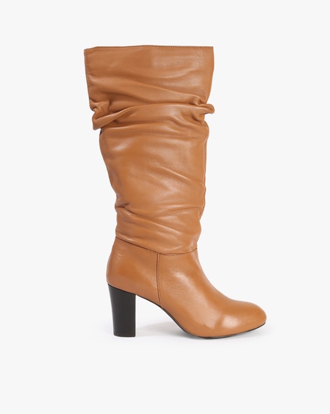 Tan leather store calf length boots