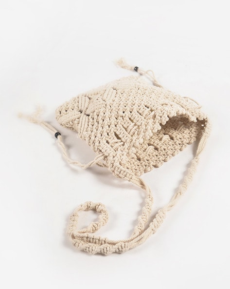 Macrame discount drawstring bag