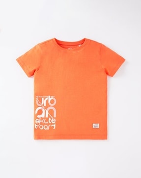 Typography Print Sustainable Round-Neck T-Shirt