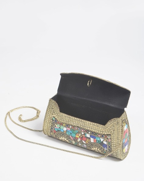 Buy Gaurjia Handmade and Beautiful Shell Work Multicolor Metal Bridal Clutch  Bag Online at Best Prices in India - JioMart.