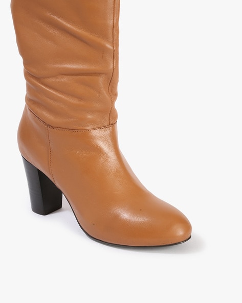 Tan leather calf sales length boots