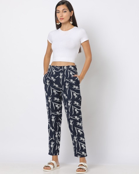 Buy Blue Embroidered Pants Online - W for Woman