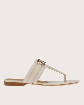 Buy Ferragamo Gancini Flip-Flop Sandals | Beige Color Women