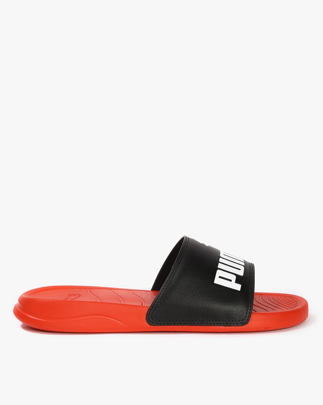 Red and best sale black puma slides