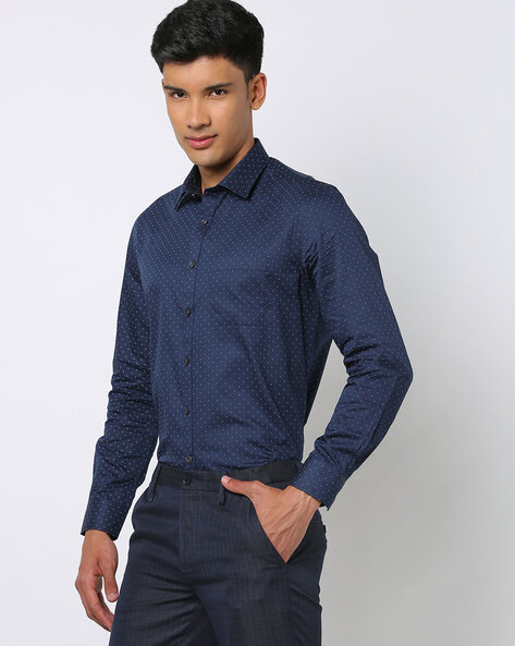 Dark blue shirt sale and grey pants