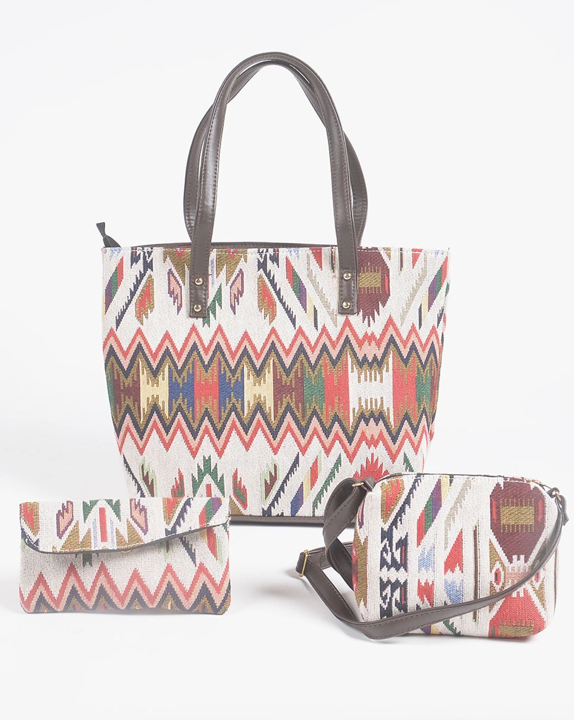 Checked Jacquard Cotton Canvas Tote Bag in Multicoloured