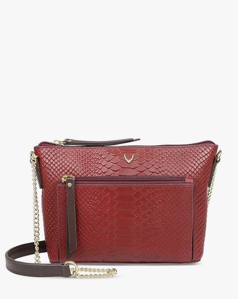 HIDESIGN Croc-Embossed Sling Bag with Chain Strap