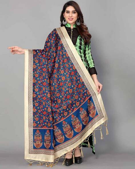 Mysore Silk Dupatta with Floral Weave Price in India