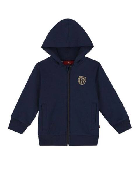 Zip-Front Hoodie with Logo Print