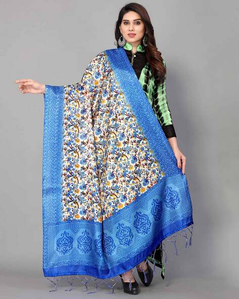 Mysore Silk Dupatta with Floral Weave Price in India