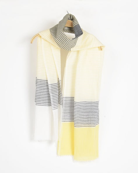 Colourblock Striped Handloom Scarf Price in India