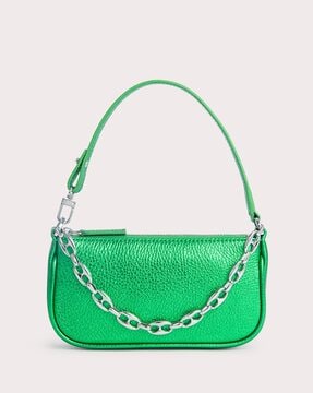 Buy By Far Rachel Metallic Grain Mini Leather Shoulder Bag Green