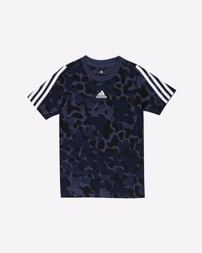 adidas kids Future Icons 3 Striped Regular Fit Crew-Neck T-Shirt-picture-17