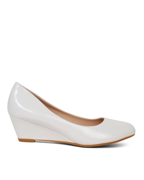 White low heel discount wedges