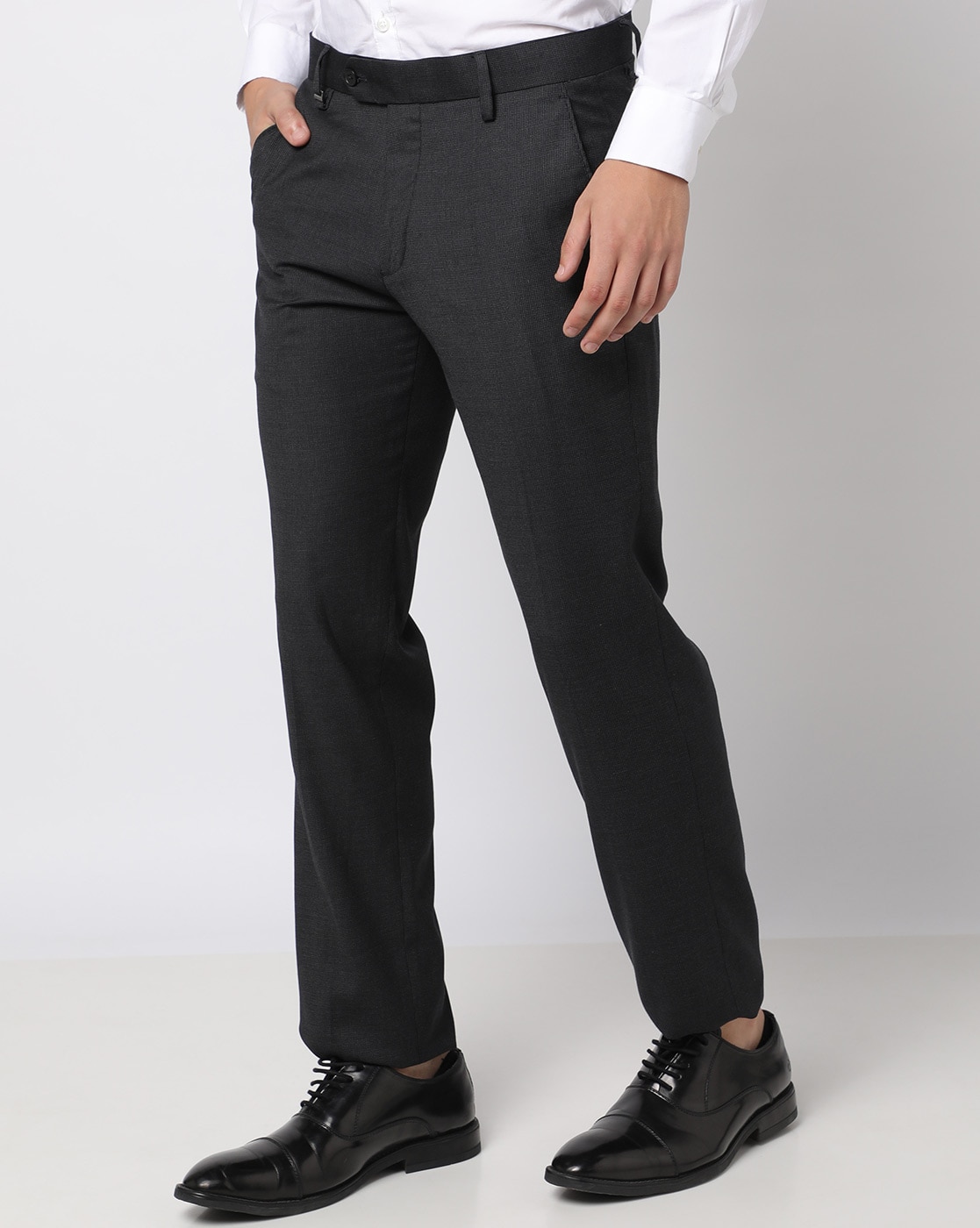 Buy Men Black Solid Regular Fit Formal Trousers Online  173302  Peter  England