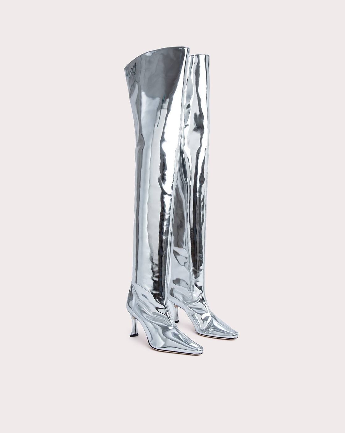 balenciaga metallic thigh high boots