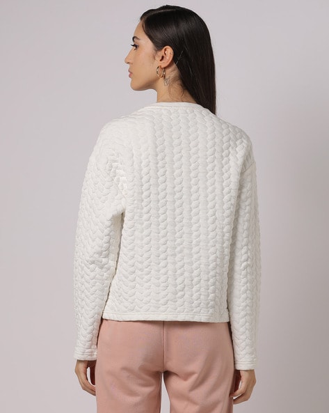 White deals quilted sweatshirt