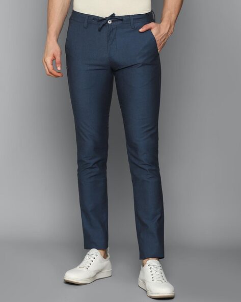 Buy Allen Solly Textured Cotton Blend Slim Fit Mens Casual Trousers (Blue,  30) at Amazon.in