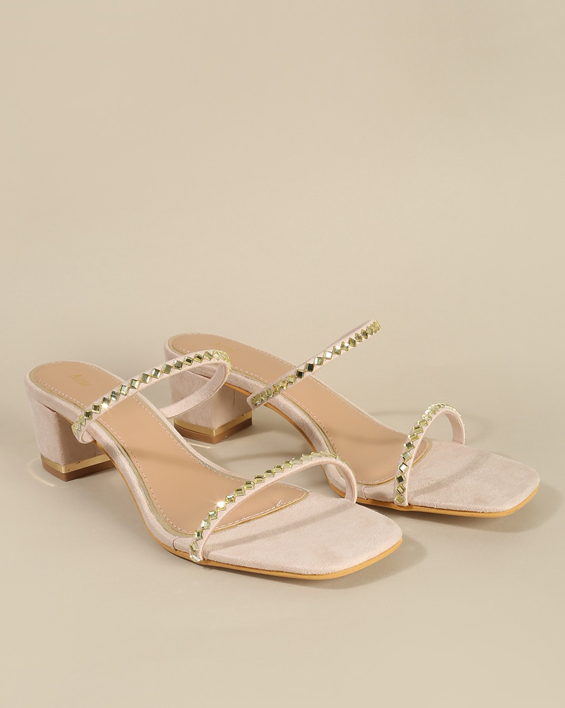 Buy Gold Heeled Sandals for Women by Curiozz Online | Ajio.com