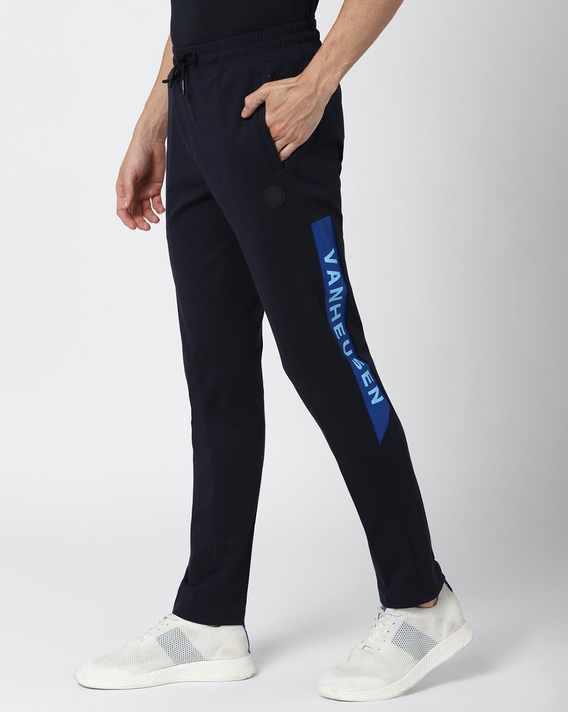 Buy Calvin Klein Jeans Men Black Mid Rise Brand Tape Track Pants  NNNOWcom