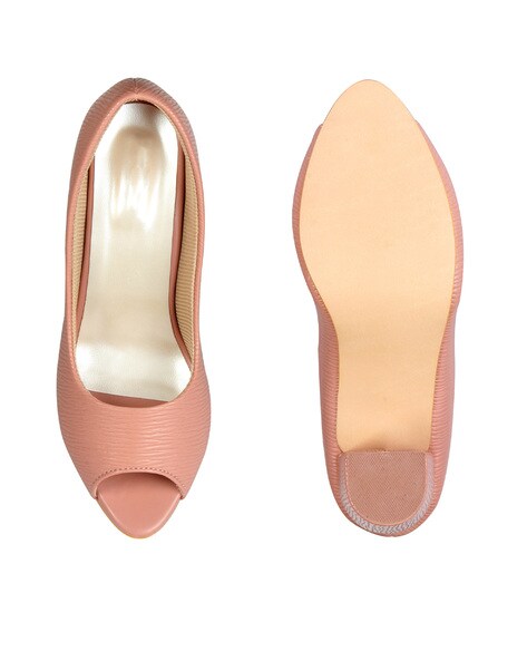 Beautiful Peach color synthetic material heels for women's - Shezone -  3165653