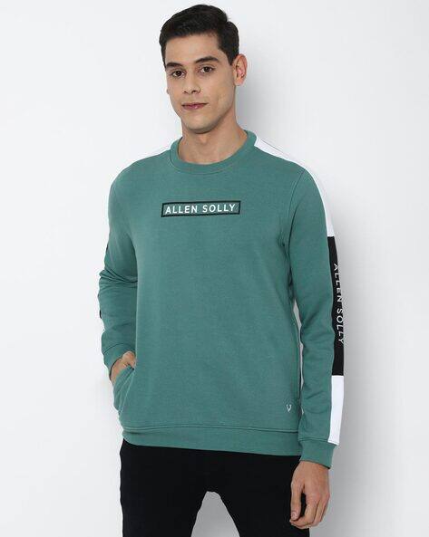 ALLEN SOLLY Crew-Neck Sweatshirt wit Brand Tapping