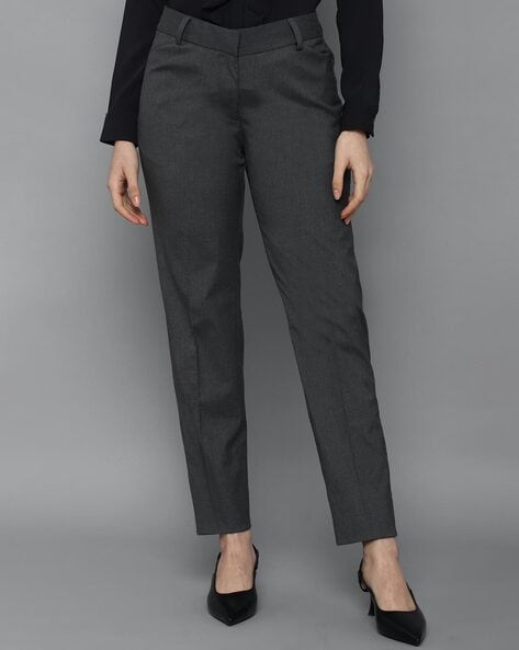 Buy Men Grey Slim Fit Solid Casual Trousers Online - 797223 | Allen Solly